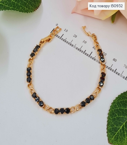 Браслет, бесконечность с черными камешками, дл.17+2см, Xuping 18K 150932 фото 1