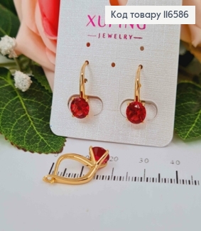 Серьги "Виолетт", с красным камешком, 2см, англ. зам. Xuping 18К 116586 фото