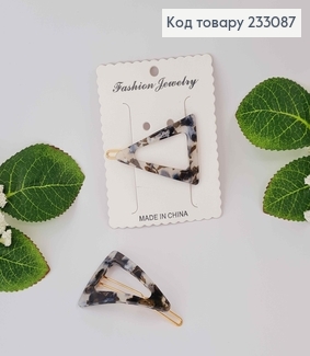 Заколка Треугольник 4,5см "Белый+черный мрамор" 233087 фото