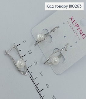 Сережки стріли з перлинкою родіроване медзолото Xuping 180263 фото