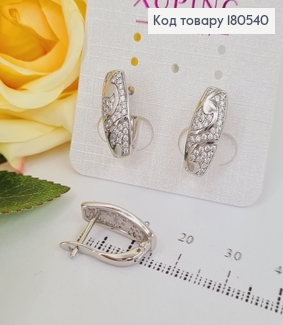 Серьги родированые Ореон в камнях, английская застежка 2*0,7см Xuping 180540 фото