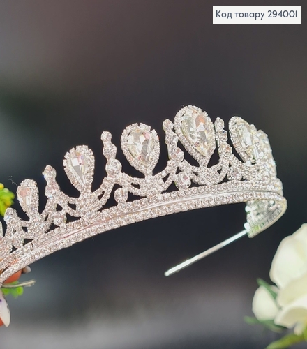 Діадема весільна Розкішна з камінцями 294001 фото 2