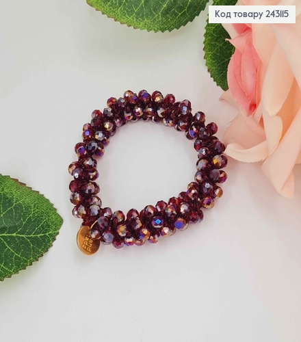 Резинка 5,5см  з  Бордовим стіклярусом 243115 фото 1