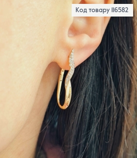 Серьги дуги, винтовые с камешками, 2,6см Xuping 18K 116582 фото