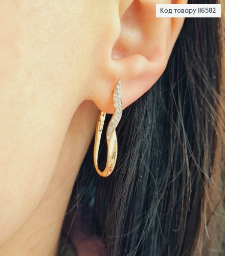 Серьги дуги, винтовые с камешками, 2,6см Xuping 18K 116582 фото 1