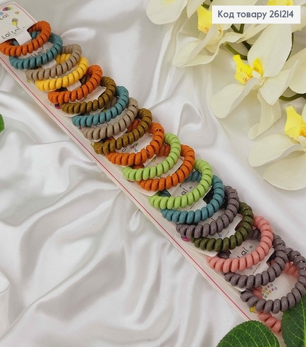 Резинка -пружинка (20шт) ТЕМНІ відтінки в асорт. по 2 на планшетці 261214 фото 1