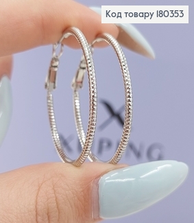 Серьги кольца 3,5 см родированным медзолото Xuping 180353 фото