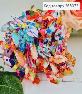 Резинка детская 100шт, Хаотический принт, Солоха с бусинкой в камнях 263032 фото