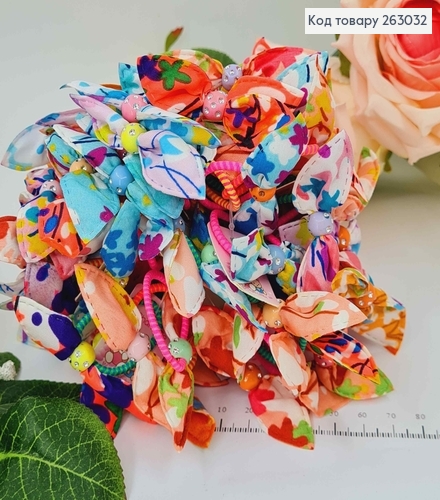 Резинка детская 100шт, Хаотический принт, Солоха с бусинкой в камнях 263032 фото 1