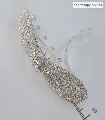 Заколка автомат серебряная с камнями бантик авльний 222053 фото 2
