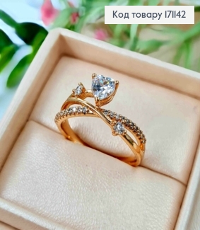 Кольцо "Страсть" с камнем в виде сердца и малыми блестящими камнями, Xuping 18К 171142 фото