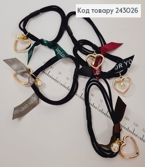 Резинка чорна подвійна з серцем 10 шт / уп ціна за уп. 243026 фото