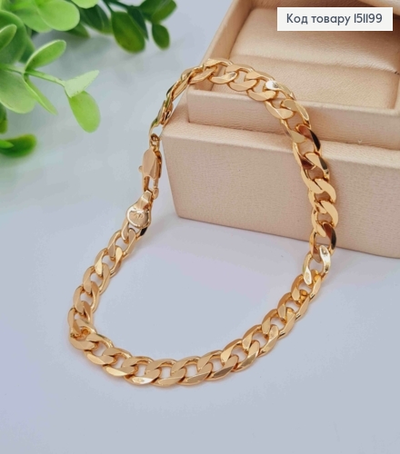 Браслет ПАНЦИРНОЕ ПЛЕТЕНИЕ, ширина 6мм, длина 19см, Xuping 18K 151199 фото 1