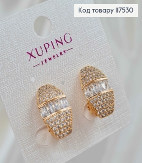 Серьги клипсы, "ЭММА" с блестящими камешками, 1,9см, XUPING 18K 117530 фото