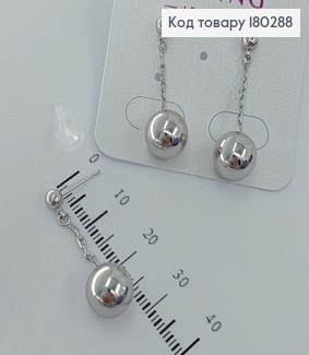 Сережки   гвіздки   з кулькою родіроване    Xuping 180288 фото