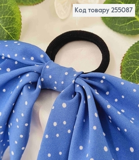 Резинка 5см, Твилли с бантиком, Синего цвета, в горошек, дл.16см 255087 фото