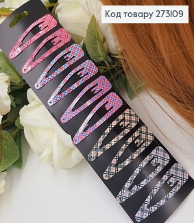 Заколка Тик-так в клетку цветная, 6,5см 10шт/уп 273109 фото