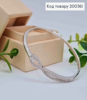 Браслет родованный Овальный с Блестящими камешками, диаметр 6см, длина 19см, Xuping 200361 фото