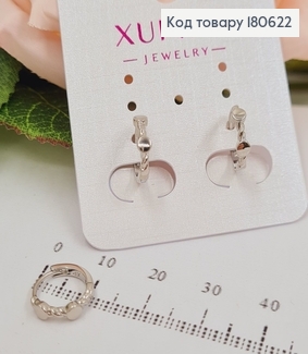 Серьги кольца  родированые с маленькими кружочками,  Хuping 180622 фото