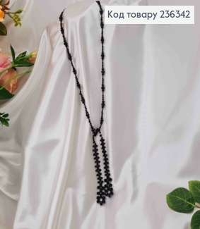 Біжутерія на шию з Чорним стеклярусом різного розміру, плетена, довж. 50см 236342 фото
