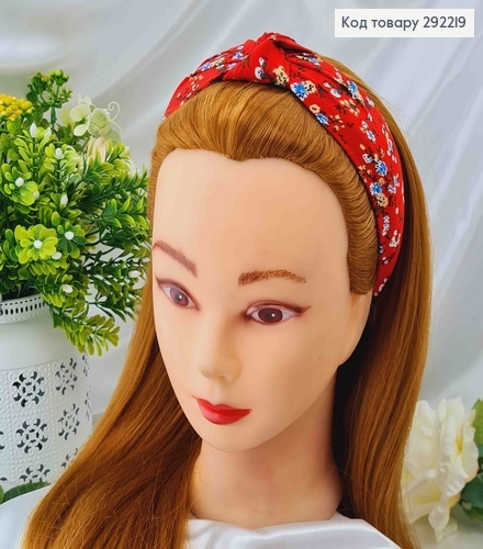 Обруч чалма Красного цвета, с цветами, шир. 292219 фото 1