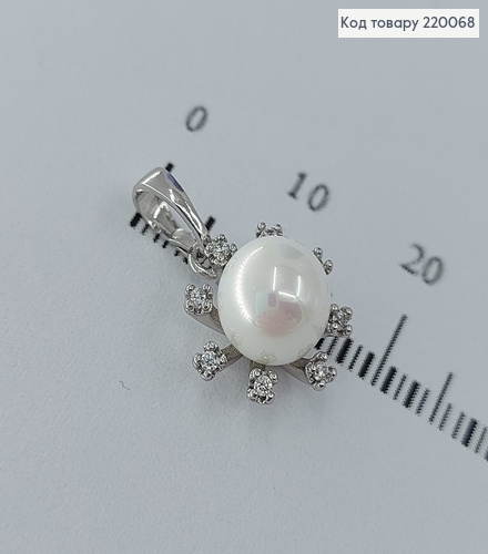 Кулон жемчужына в цветке с камушками родированое медицинское золото Xuping 18K 220068 фото 1