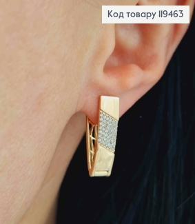 Серьги стрелы украшены Блестящими камешками, шир.7мм, длина 2,2см, английская застежка, Xuping 18К 119463 фото