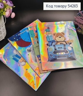 Пакет бумажный голографический "Мишка Тедди", 26х32х10см, в ассорт. 542114 фото