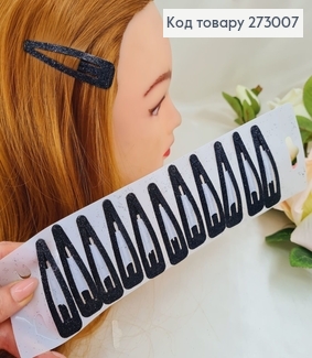 Заколка тік так чорний глітер. 12 шт/уп. 273007 фото