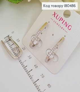 Серьги Стрелы 2,5 см внутри с камешком родованные Xuping 180486 фото