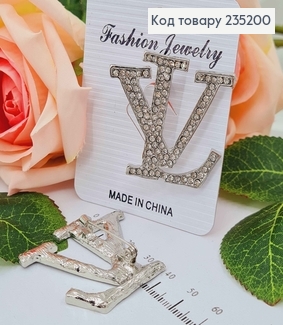 Брошка Луі Витон, срібного кольору, в камінцях, 4см 235200 фото