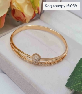 Браслет Овальный украшен Блестящими камешками, диаметр 60мм, Xuping 18K 151039 фото