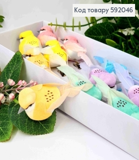 Флористическая заколка, Птичка пастельных цветов с перьями, 8 см, в ассортименте 592046 фото