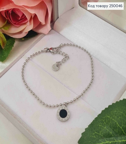 Браслет срібного кольору, з підвіскою Римський Годинник (1см), 18+3,5см, сталь Stainless Steel 250046 фото 1