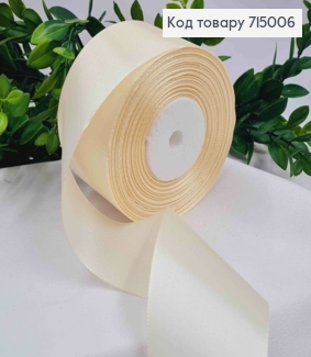 Лента атласная цвета ШАМПАНЬ (цвет 008), ширина 5см, длина 36 ярдов (33м) 715006 фото