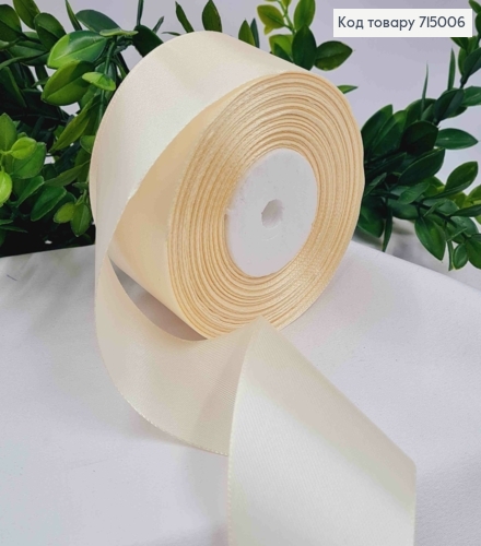 Лента атласная цвета ШАМПАНЬ (цвет 008), ширина 5см, длина 36 ярдов (33м) 715006 фото 1