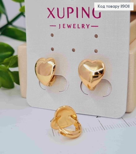 Серьги-кольца Сердце (размер 1*1,1см) ,Xuping 18K 119011 фото 1