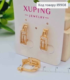 Сережки з Блискучими камінцями ВЕРСАЧЕ, 1,5см, англ. застібка, Xuping 18К 119908 фото