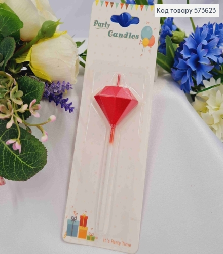 Свеча - фигурка в торт бриллиант (3см + 7см), красного цвета 573623 фото 1