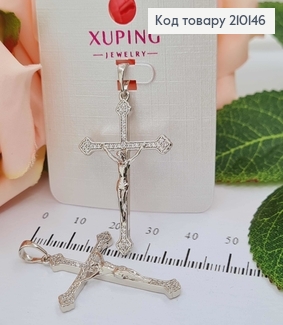 Крестик родованный, в камнях, с распятием, 3,5*2,5см, Xuping 210146 фото