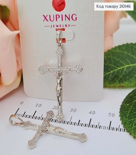 Крестик родованный, в камнях, с распятием, 3,5*2,5см, Xuping 210146 фото 1