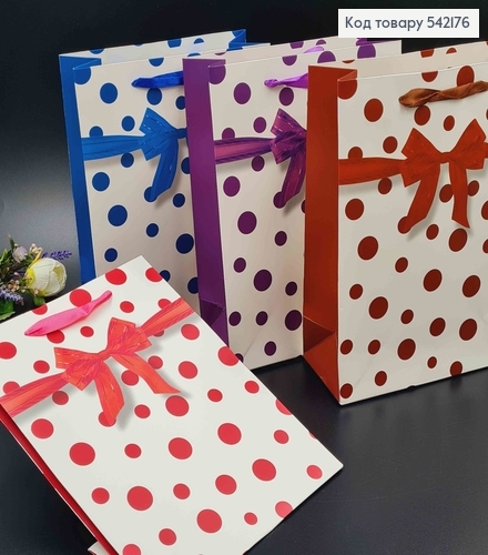 Пакет бумажный, "С бантиком, в горошек", 18*8*24см в ассорт. 542176 фото 1