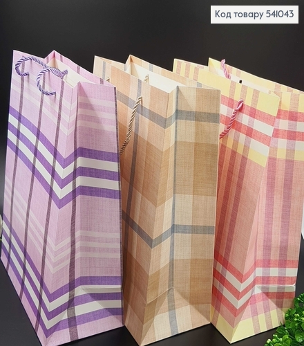 Пакет бумажный средний "Большая клетка" 33х25,5х12,5 см в асс. 541043 фото 3