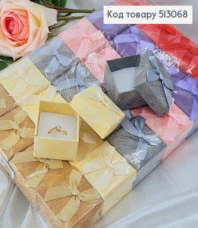 Коробка тканая с бантиком 4,5х4,5х3см в ассорт. 513068 фото