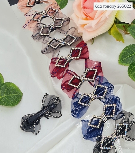 Заколка (10шт) чорна Стрела (Клюв) в камнях  8см в асорт. 263022 фото 1