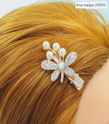 Заколка Стрела 4,5 см золотой металл Бабочка 233032 фото 1