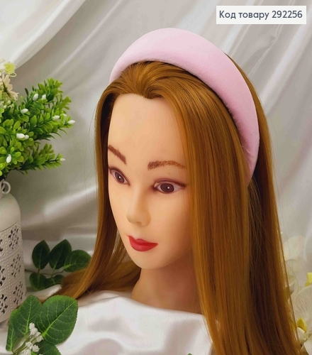 Обруч пластик, мягкий велюр, СВЕТ-РОЖЕВЫЙ, шир.4см. 292256 фото 1