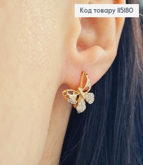 Сережки "Метелики" в камінцях, англ. заст.1,5*1,5см Xuping 18K 115180 фото