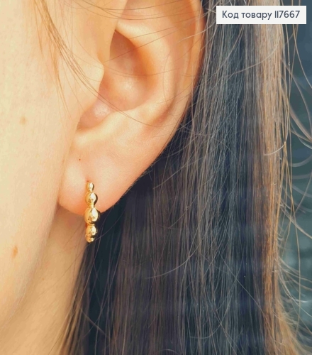 Серьги овальные с выпуклыми шариками, 1,3см, английская застежка, Xuping 18К. 117667 фото 2