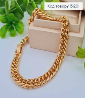 Браслет ПАНЦИРНОЕ ПЛЕТЕНИЕ, ширина 8мм, длина 22см, Xuping 18K 151201 фото